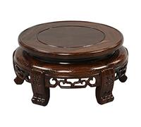 MIROOOO Supporto per Vaso con Base Statua Base in Legno Rotondo Ornamento di Vaso Strano Staffa Pietra Buddha Statua Pesce Serbatoio Bonsai mestiere Base Piedistallo Bonsai(33cm)
