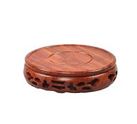 MIROOOO Supporto per Vaso con Base Statua Flower Pot Base in Legno Ornamento Rotondo Staffa Pietra Bonsai Buddha Statua teiera Vaso Intaglio Base Piedistallo Bonsai(12cm)