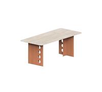 MIROOOO Tavolino da Caffè Tavolo da pranzo in travertino, tavolo da pranzo semplice in legno massello, tavolo da servizio for ristorante Tavolo da Pranzo(160x80x75cm)