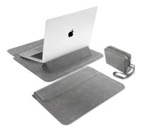 MiRowy 15-16 Pollici Custodia per PC Portatili, con Funzione Supporto Cover Portatile Sleeve per Laptop, per MacBook Pro 16 / MacBook Air 15 Pollici Surface, XPS, Dell, Lenovo, HP (15-16" | Grigio)