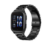 MiRowy 20mm Cinturino in Metallo per Garmin Approach S50/S44/Vivoactive 6/5/Forerunner 570 42mm/165/165 Music, Acciaio Inossidabile Bracelet per Garmin Venu Sq 2/Sq 2 Music/Venu 2 Plus, Nero