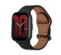 MiRowy 20mm Cinturino in Pelle per Amazfit T-Rex 3 Pro 44mm/Active 2/Active/GTR Mini, con Fibbia in Acciaio Inossidabile Cinturini di Ricambio per Amazfit GTS 4/GTS 4 Mini/GTS 3 - Nero