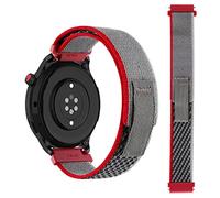 MiRowy 22mm Cinturino per Huawei Watch GT 3 46mm/3/3 Pro, Sport Regolabile Elastico Nylon Cinturino per Garmin Forerunner 255/Xiaomi Mi watch/S1/S1 Active - Rosso & Grigio