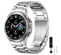 MiRowy Cinturino in Metallo Compatibile con Samsung Galaxy Watch FE 40mm/Watch 6 Classic 47mm 43mm/Watch 6/5/4(44mm 40mm), Senza Gap Acciaio Inox Bracciale per Galaxy Watch FE/5 Pro/4 Classic-Argento