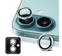 MiRowy Pellicola Fotocamera per iPhone 16/iPhone 16 Plus, 9H Vetro Temperato Copri Anello Individuale in Metallo Cámara Protector, HD Chiaro, Pellicola Protettiva Obiettivo Fotocamera, Verde