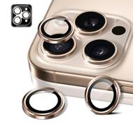 MiRowy Pellicola Fotocamera per iPhone 16 Pro/iPhone 16 Pro Max, 9H Copri Anello Individua in Matallo Cámara Protector, HD Chiaro, Pellicola Protettiva Obiettivo Fotocamera, Titanio sabbia