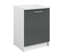 Miroytengo Armadio basso cucina, modulo inferiore vetro 1 anta grigio lucido e bianco 60x84x60 cm