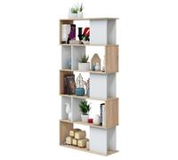 Miroytengo Libreria Gerp a 6 livelli, per soggiorno, studio, bianco artik e rovere canadese