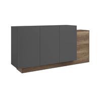 Miroytengo Opec - Credenza da soggiorno con 3 ante e 2 cassetti, stile contemporaneo, colore grigio e rovere Authe 184 cm