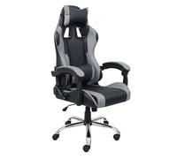 Miroytengo Sedia Gaming Legend Nero e Grigio con cuscino lombare e poggiatesta Materiale tessuto struttura metallo 63 x 120 x 66 cm