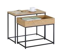 Miroytengo Set 2 Tavoli da centro ausiliari, Tavolo da nido a 2 livelli Geri rovere cambriano e nero con tavolo grande e piccolo 60 x 50 x 30 cm e 55 x 45 x 30 cm