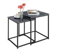 Miroytengo Set 2 tavolini, tavolino da salotto, 2 livelli, Lovi soggiorno moderno, in colore nero e grigio, con struttura in metallo e melammina 40 x 50 x 40 cm e 35 x 45 x 35 cm