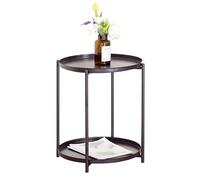 Miroytengo Tavolino da caffè, tavolino fisso da salotto, rotondo, 2 vassoi, metallo e acciaio, colore nero, 42 x 52 x 42 cm