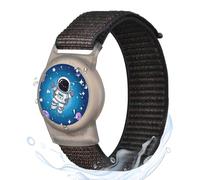 MIRPARVA Bracciale Bambini per Airtag, Nylon Impermeabili Braccialetti Compatibile con Airtag, Cinturini Regolabile Anti-Perdita Loop per Bambini Adolescenti (nero astronauti)