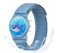 MIRPARVA Bracciale Bambini per Airtag, Nylon Impermeabili Braccialetti Compatibile con Airtag, Cinturini Regolabile Anti-Perdita Loop per Bambini Adolescenti (blu squali)