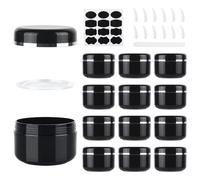 MirraSwit 12 Pezzi 100ml Contenitori Cosmetici Riutilizzabile Plastica, Crema Barattoli Vasetto Vuoto di Bordo, Barattolini Cosmetici, con Cucchiaio Raschiatore, Etichetta per Lozioni e Creme