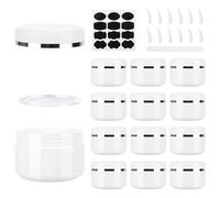 MirraSwit 12 Pezzi 100ml Contenitori Cosmetici Riutilizzabile Plastica, Crema Barattoli Vasetto Vuoto di Bordo, Barattolini Cosmetici, con Cucchiaio Raschiatore, Etichetta per Lozioni e Creme