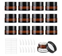 MirraSwit 12 Pezzi Marrone Vasetti Vetro 20ml, Vetro Contenitori Creme, Barattoli per Crema Marrone, Contenitori per Cosmetici con Cucchiaio Raschiatore per Cosmetici, Creme, Lozioni