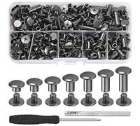 MirraSwit 140 Set di Viti Chicago per Rilegatura, M5×4/5/6/8/10/12/15mm Viti Testa Tonda Croce Chicago, Vite Rivetti di Rilegatura a Testa Piatta per Libri Decorazione e Rilegatura
