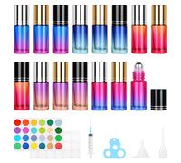 MirraSwit 15 Pezzi 5ml Gradiente Roll On Bottiglie con Sfera in Acciaio Inossidabile,Roll on Vuoto per Oli Essenziali, Roll on Vuoto per oli Essenziali per Profumo, Olio Essenziale, Aromaterapia