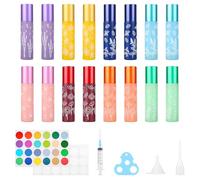 MirraSwit 16 Pezzi 10ml Colore Roll on Vuoto per Oli Essenziali, Roll On Bottiglie con Sfera in Acciaio Inossidabile, Roll on Vuoto per oli Essenziali per Profumo, Olio Essenziale, Aromaterapia