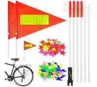 MirraSwit 2 Pezzi Bandiera per Bicicletta per Raggi della Bicicletta, Bandierina di Sicurezza, Gagliardetto con 6 palo di Bandiera, 71 Decorazioni Colorate per Bicicletta per Adulto