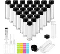 MirraSwit 30 Pezzi 5ml Trasparenza Bottiglie Per Oli Essenziali, Mini Bottiglie di Olio Essenziale, Mini Boccette Vetro con Siringe, Goccia, Etichetta per Oli Essenziali, Profumi, Massaggi