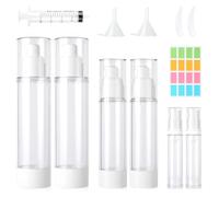 MirraSwit 6 Pezzi Flaconi a Pompa Airless, 100ml/50ml/30ml Airless Contenitore Crema Pump, Dispenser per Crema, con Raschiare, Adesivi, Imbuto, Siringe per Lozione, Fondotinta, Olio Essenziale