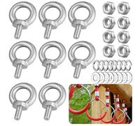 MirraSwit 8 bulloni a occhiello M8 con rondelle per dadi, bulloni ad occhiello per anello di sollevamento, bulloni ad occhiello, resistenti per sollevamento vivente e varie attrezzature di