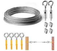 MirraSwit 8M/2mm Cavetto Acciaio per Tende, Cavo Acciaio, Filo Acciaio per Tende, Tirante Cavo Acciaio per Appendere Cornici Foto Vestiti Luci Lampadari Piante in Vaso, Corda in Acciaio