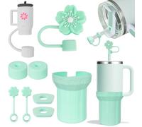 MirraSwit Set di Accessori per Stanley Tazza, include 6 Tappi in Silicone a Prova di Perdite, 2 Coperchi per Cannuccia, 1 Copertura in Silicone per Tazze, Tazze non incluse (Verde)