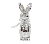 Mirror Ball Bunny - Reflective Easter Rabbit Statue, Decorative Bunny Display for Styling, Festive Mantel Accent, Spring Holiday Ornament with Polished Finish, Seasonal Display Figures for Collecting