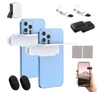 Mirror effect lens-capture stunning reflections instantly,New Upgrade Adjustable Smartphone Photography Flip Mirror for Android & iOS Smartphones,for Photography (2PCS-White,With remote control)