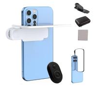 Mirror Reflection for iPhone Camera, Smartphone Camera Mirror Reflection Clip Kit Adjustable HD Glass Phone Shooting Reflection Mirror Clip for Outdoor Travel Photography (White, Remote Control)