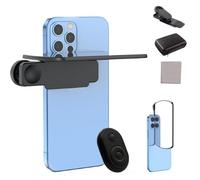 Mirror Reflection for iPhone Camera, Smartphone Camera Mirror Reflection Clip Kit Adjustable HD Glass Phone Shooting Reflection Mirror Clip for Outdoor Travel Photography (Black, Remote Control)