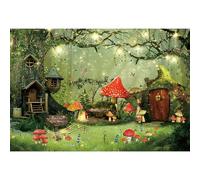 MIRRORANG 1,5x1m Fiaba Mondo Sfondi per Foto Scatto Magico Foresta Fairies Casa Fungo Farfalla Sfondi fotografici Festa di compleanno Forniture per feste, Vinile