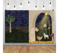 MIRRORANG 1.5x1m Sfondo della Natività di Gesù, Stella di Betlemme, Maria Giuseppe, Presepe, Stile dipinto a olio, Sfondo fotografico per tema natalizio, Festa religiosa in chiesa
