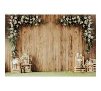 MIRRORANG 1,5x1m Sfondo di nozze per la fotografia Giardino segreto Sfondo Rutic Legno Fiore Bianco Stand Matrimonio Compleanno Foto Studio Puntelli Ritratto Fotografia Sognante Sfondo, Vinile