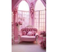 MIRRORANG 1,5x2,2m Principessa Castello Sfondo Rosa Reale Castello Ciliegio Fiore Rosa Arcobaleno Matrimonio Fotografia Sfondo Incantato Fiaba Oggetti di Scena