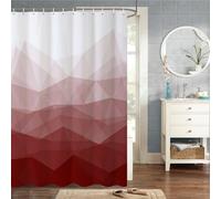 MIRRORANG 105x160cm Tessuto Rosso Tenda Della Doccia Ombre Rosse Montagna Geometrica Tenda Da Doccia per Bagno Impermeabile Tessuto In Poliestere Set