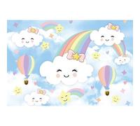 MIRRORANG 2,2x1,5m cartone animato Arcobaleno Nuvole Sfondo Acquerello Cielo blu Stelle Mongolfiera Fotografia Sfondo Baby doccia Compleanno Partito Decorazioni Bandiera Foto Studio, Vinile