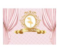 MIRRORANG 2,2x1,5m Sfondo rosa di buon compleanno Ballerina Forniture per feste di compleanno Ballerina di balletto Principessa Tenda rosa Sfondo per fotografia Ritratto Photo Studio Puntelli, Vinile