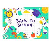 MIRRORANG 2,5x1,8m Ritorno a Scuola Sfondo Stagione Scolastica Benvenuto Studenti Banner Righello Aiuto Didattico Bianco e Verde Fotografia Sfondo Scuola Aula Ufficio Oggetti di Scena Decorativi