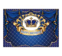 MIRRORANG 2,5x1,8m sfondo blu reale compleanno per ragazzi uomini bambino blu reale e oro re corona principe festa di compleanno sfondo felice compleanno sfondo per fotografia foto sfondo, Vinile