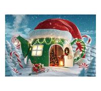 MIRRORANG 3x2,5m Caramella Casa Sfondo Dolce Candyland Lecca-lecca Fiocco di Neve Fiaba Natale Cappello Fotografia Sfondo Inverno Paese delle Meraviglie Tema Festa Decorazione, Vinile