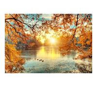 MIRRORANG 3x2m Autunno Sfondo Autunno Paesaggio Foglia D'acero Autunno Parco Paesaggio Tramonto Natura Sfondo per la Fotografia Vacanza Vacanza Foto Carta da Parati, Vinile