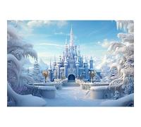 MIRRORANG 3x2m Sfondo invernale del mondo ghiacciato, edifici bianchi, giardino, scultura di ghiaccio, palazzo di lusso, sfondo fotografico, festa, baby shower, striscione di Natale