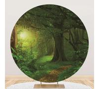 MIRRORANG Poliestere Diametro 2m Foresta Magica Rotondo Sfondo Paese delle Meraviglie Vecchio Albero Primavera Foresta Vista Fiaba Sfondo Festa di Compleanno Bambini Baby Shower Torta Tavolo Decor