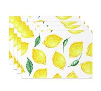MIRRORANG Set di 4 tovagliette all'americana con limone, 45 x 30 cm, motivo frutta gialla e verde, lavabili, per cucina estiva, feste, sala da pranzo