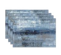 MIRRORANG - Set di 4 tovagliette con arte astratta, 45 x 30 cm, design astratto blu e grigio, moderne, per cucina, sala da pranzo, decorazione per la casa